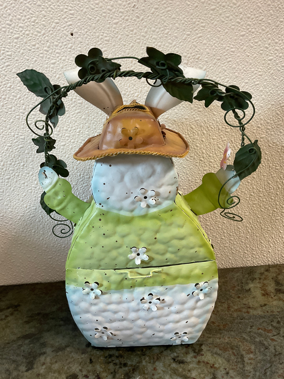 Tin Spring Bunny Tea Light Holder