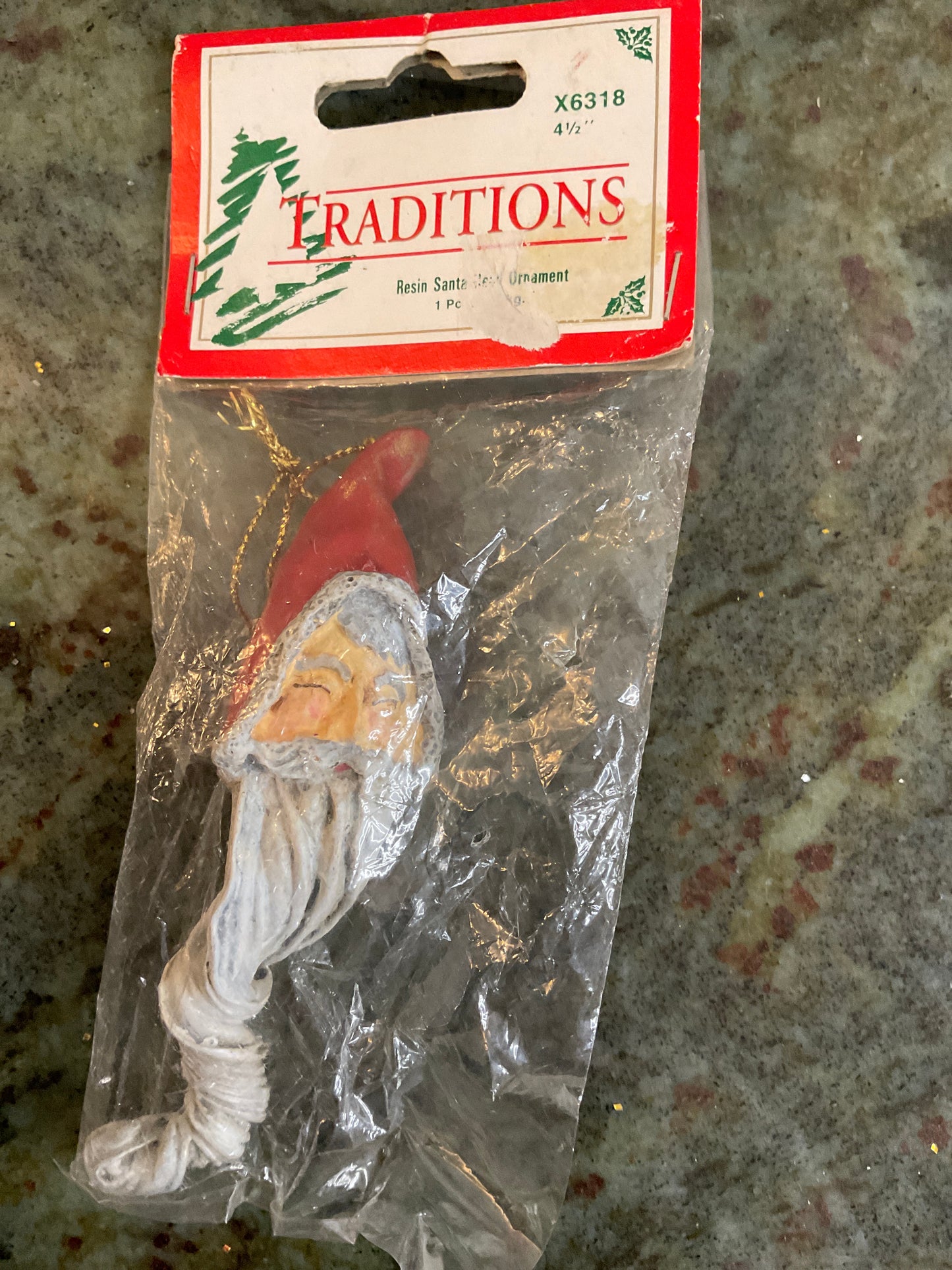 Vintage Resin Santa Ornament
