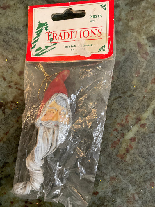 Vintage Resin Santa Ornament