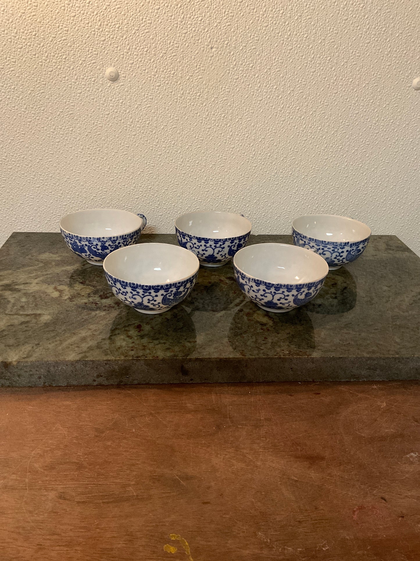 Vintage Flying Phoenix China Tea Cups Set of 5