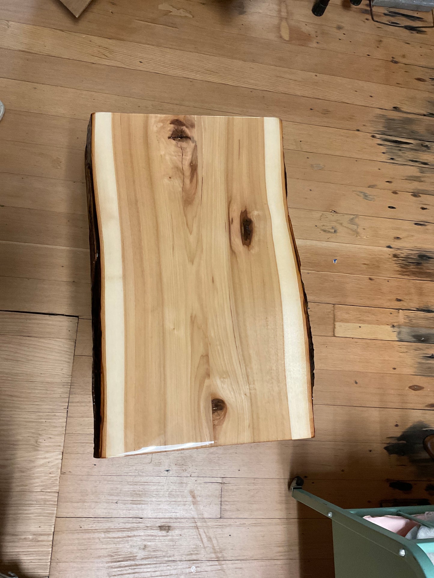 Epoxy Wood End Table With Sturdy Metal Legs