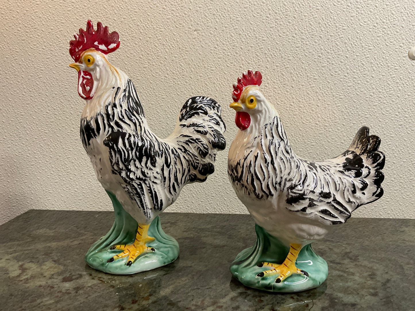 2pc Lefton Roosters with labels
