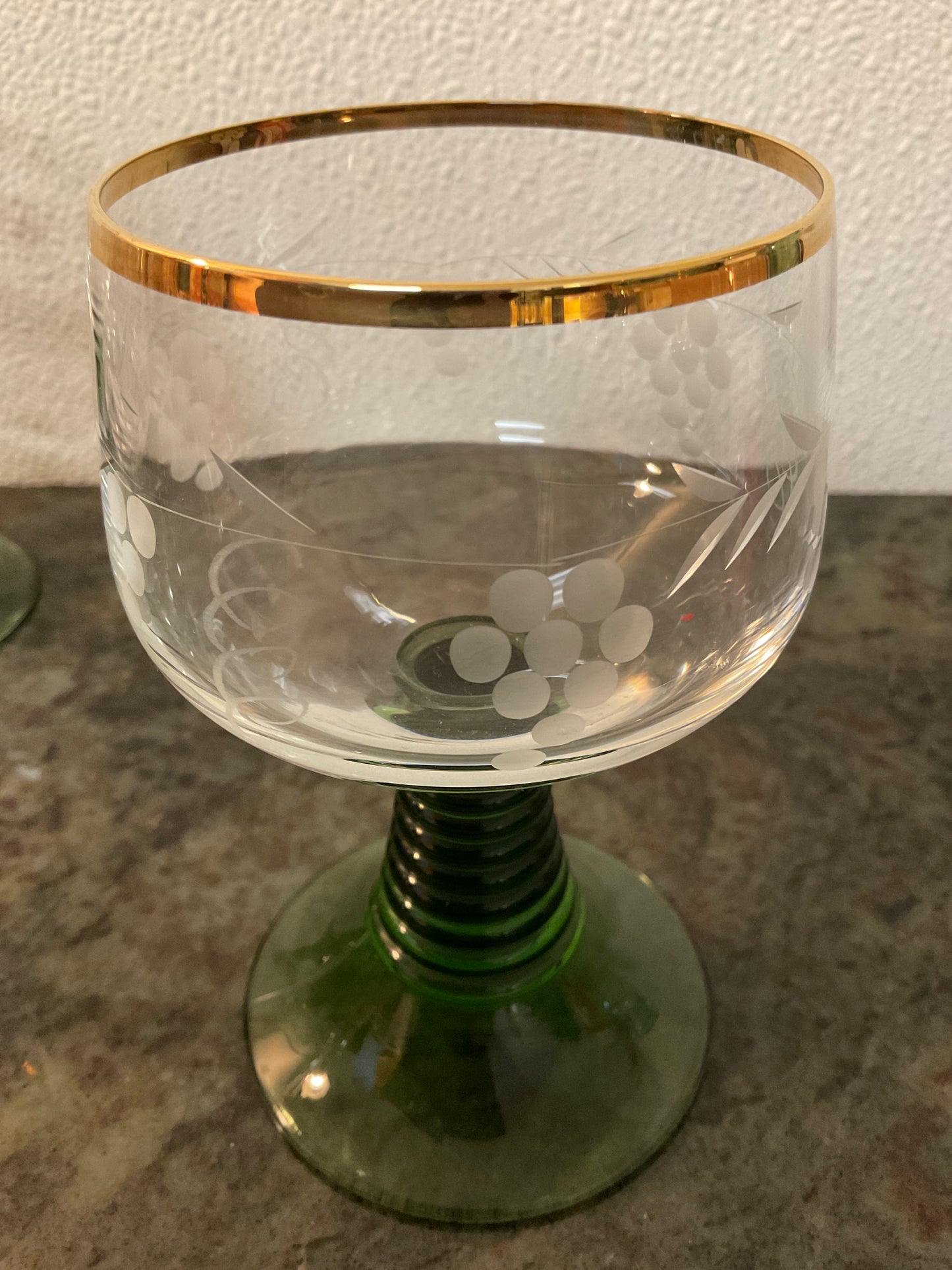 German Roemer Green Beehive Wine Glasses Set of 6