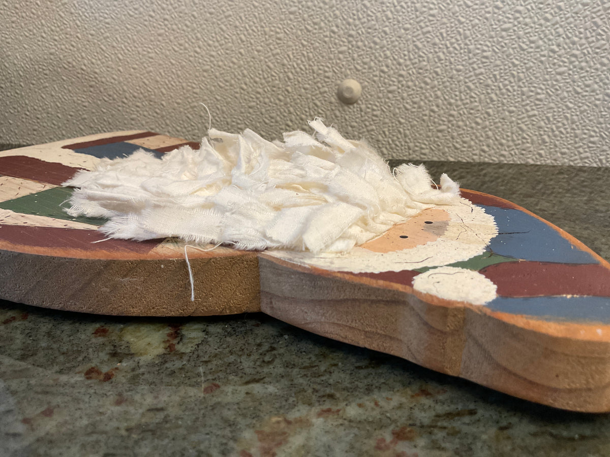 Folk Art Wood Santa Wall With Fabric Beard