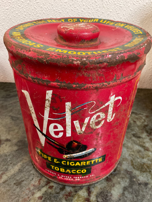 Vintage Velvet Pip & Cigarette Tobacco Tin