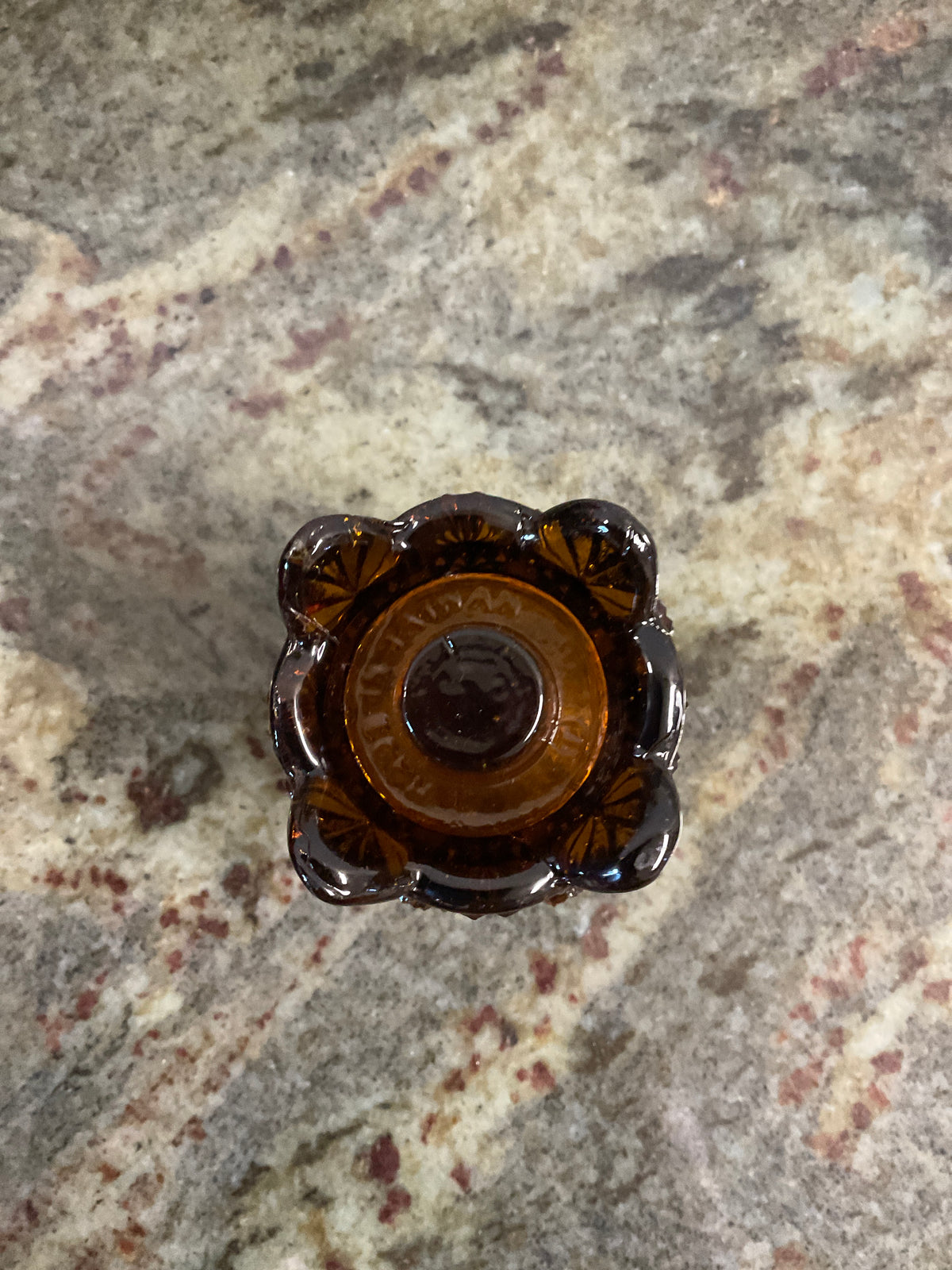 Vintage Daisy Button Amber Votive Holder
