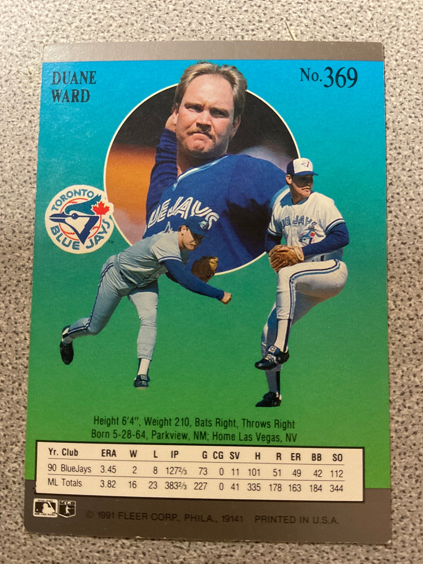 Baseball Card Duane Ward