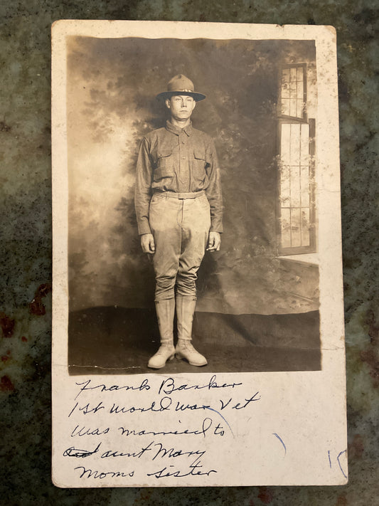 Antique Photo Postcard WW1 Veteran
