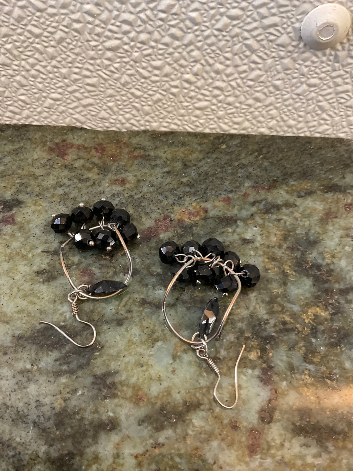 Dangle Black Beaded Earrings
