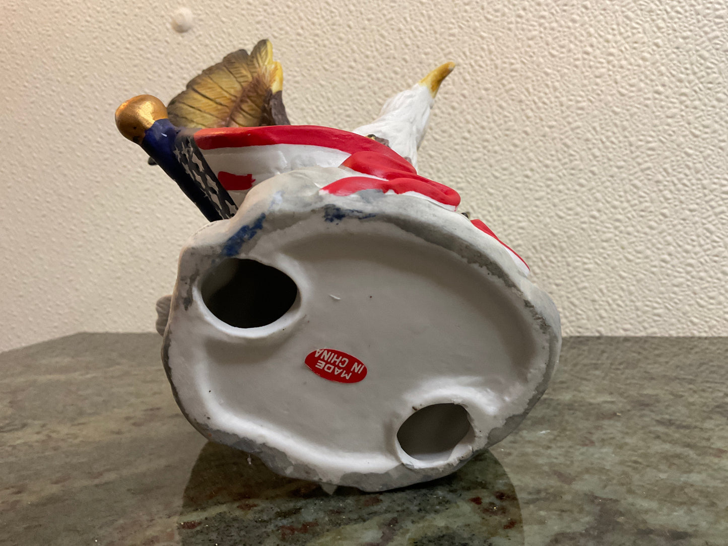 Ceramic Bald Eagle/American Flag Figurine
