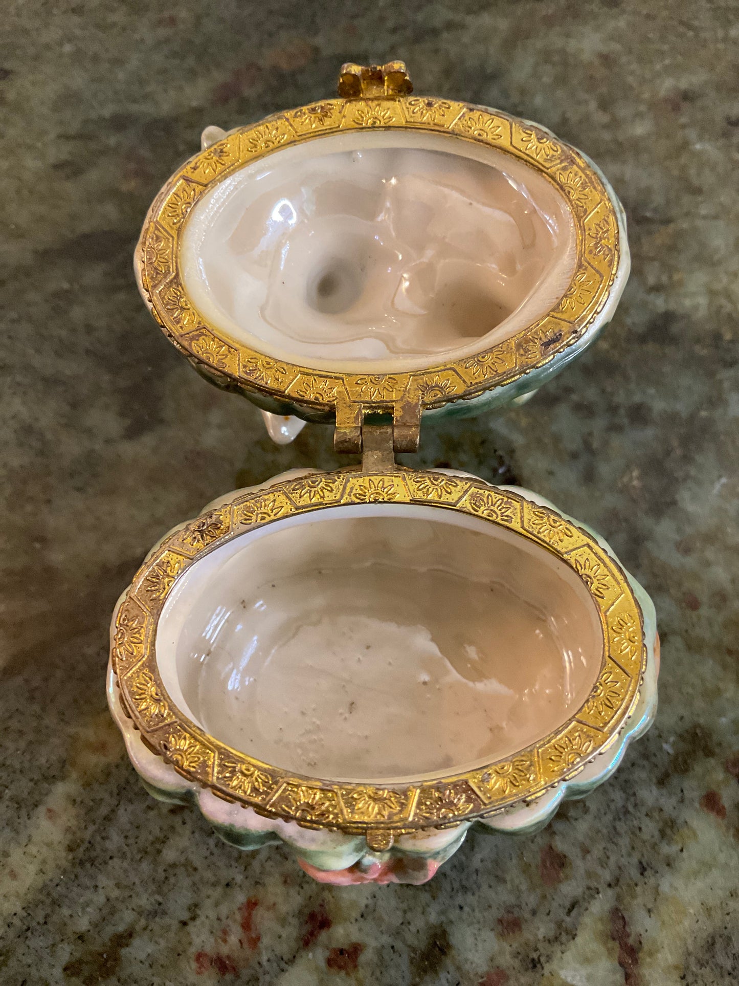 Ceramic Iridescent Dolphins Trinket Box Florida