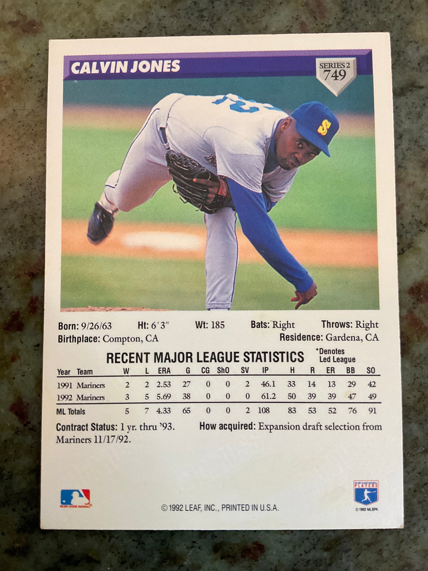 1993 Donruss Calvin Jones Baseball Card
