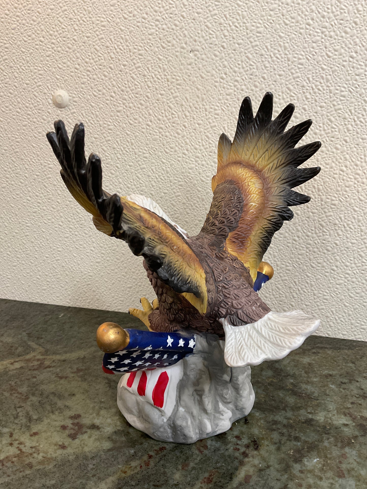 Ceramic Bald Eagle/American Flag Figurine