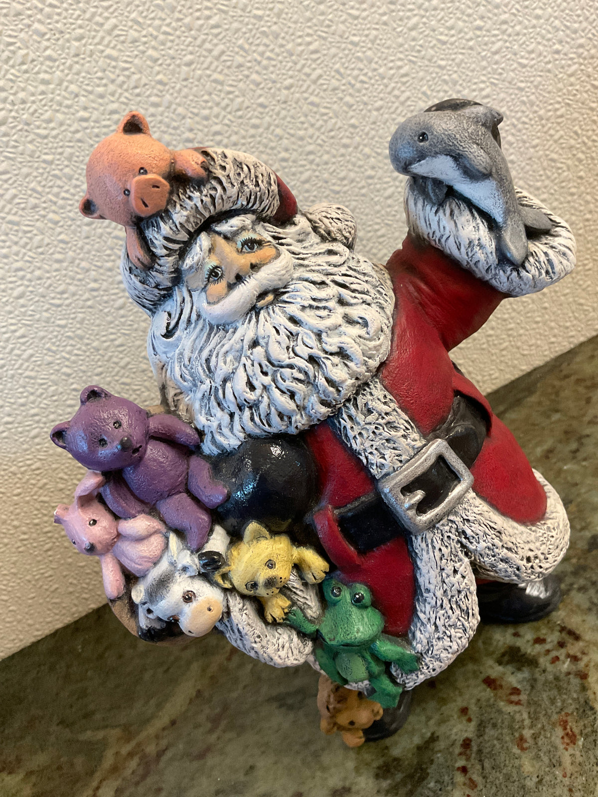 Chipped Ceramic Gare Santa With Animals