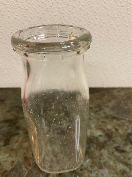 Vintage Half-Pint Clear Glass Milk Bottle
