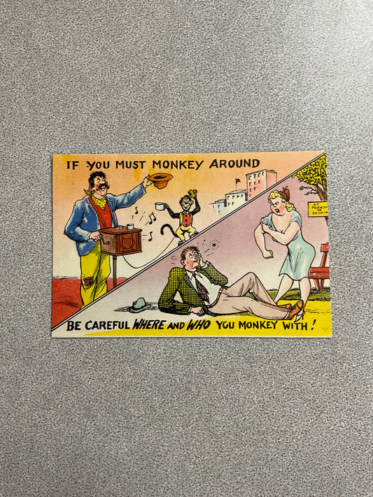 Vintage Post Card “If You Must Monkey…”