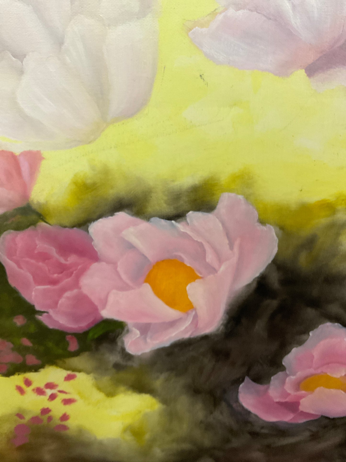 Pink And Yellow Floral Painting