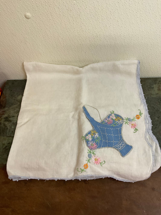 Vintage Embroidered Card Tablecloth