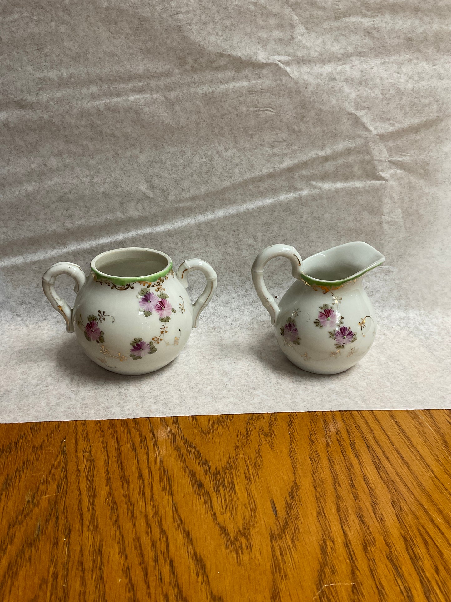 Vintage Porcelain Floral Sugar and Creamer Set