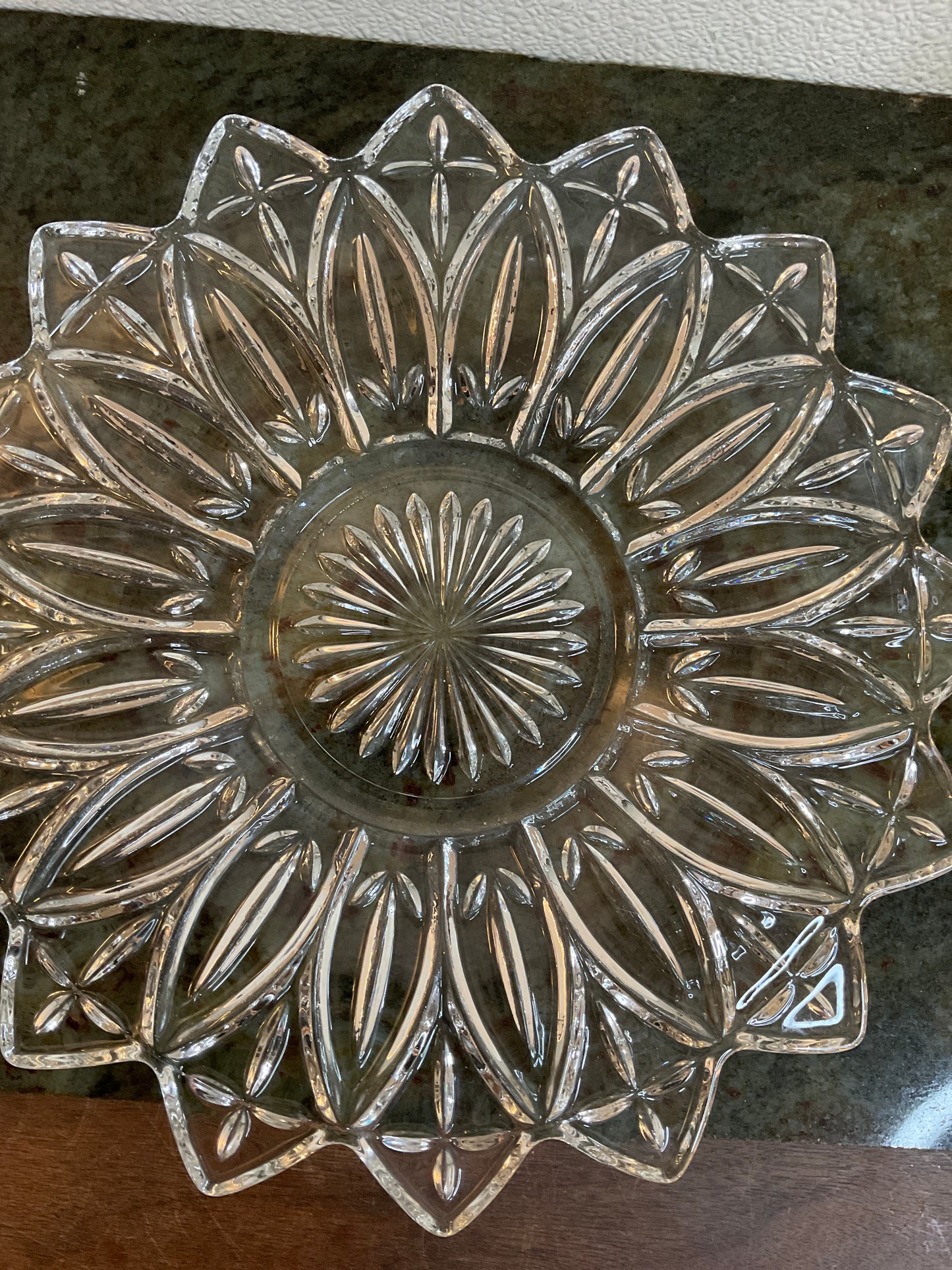 Dinner/ Serving Plate Vintage 1960’s Federal Pressed Glass “Petal Pattern”