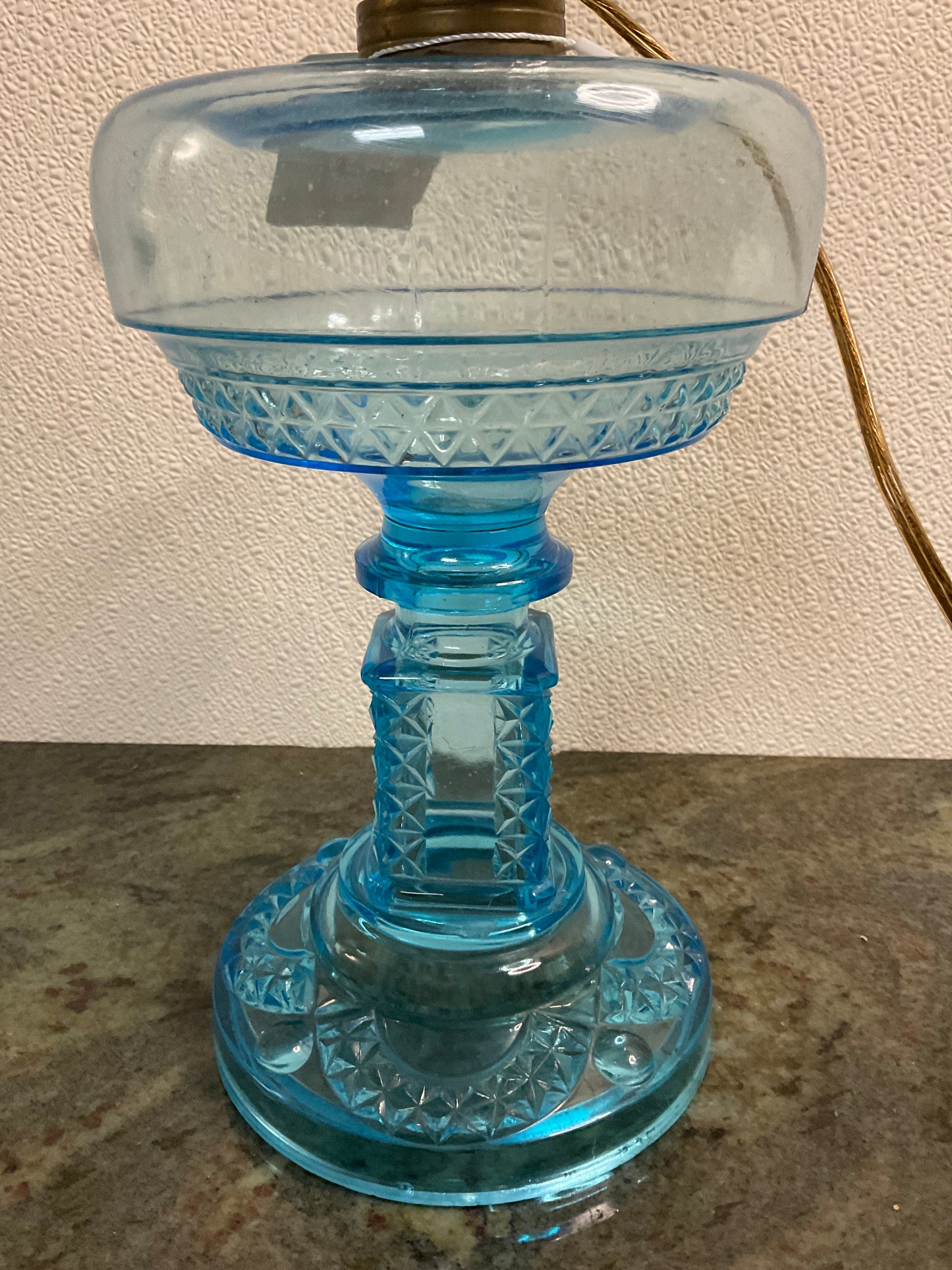 ‘Electric’ Oil Lamp Blue Glass