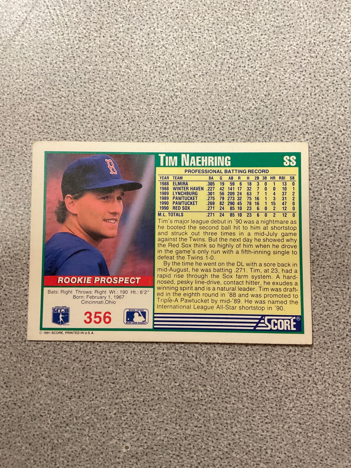 Baseball Card Tim Naehring