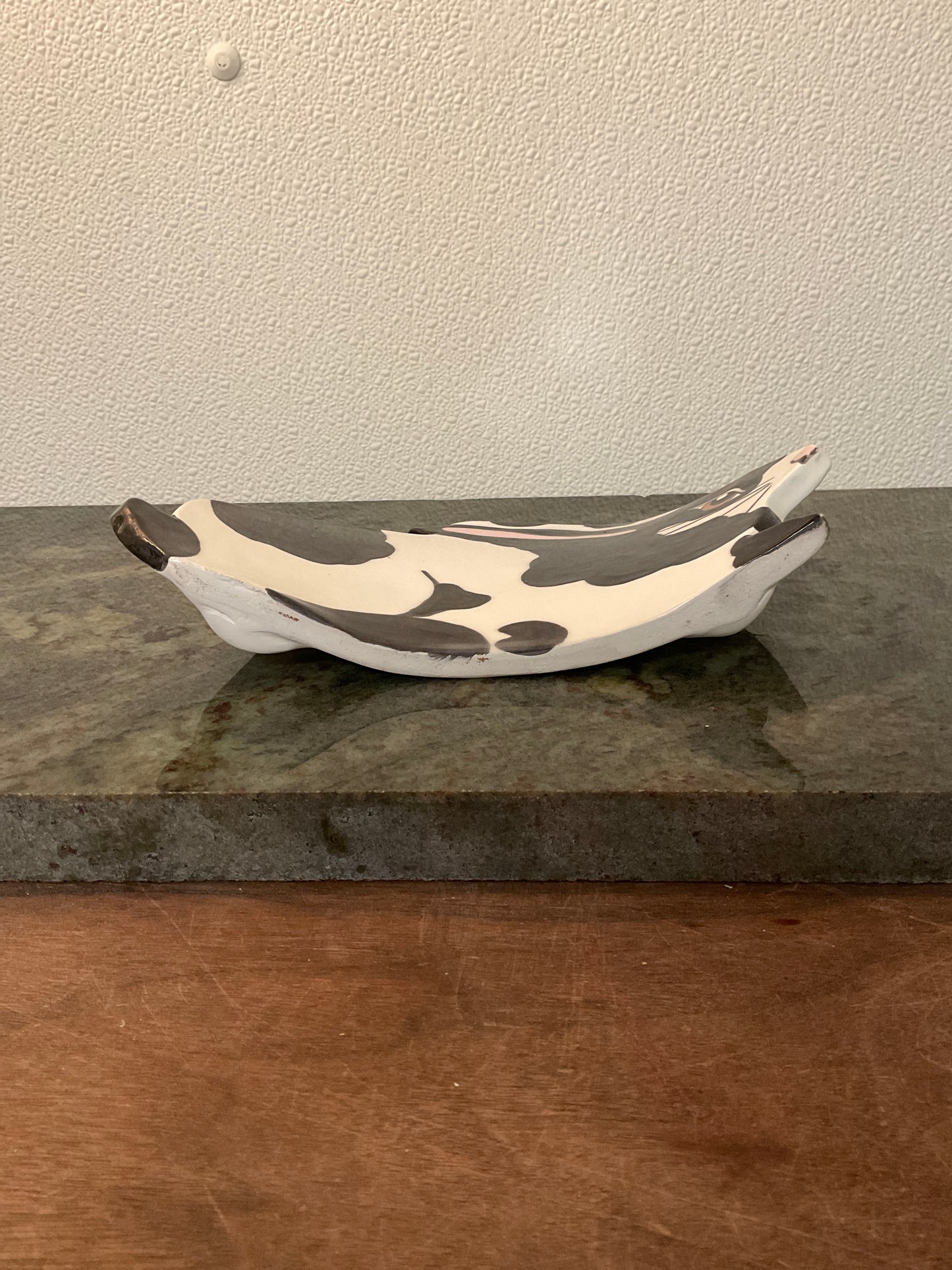 Black and White Pottery Bunny Signed by Andrea West