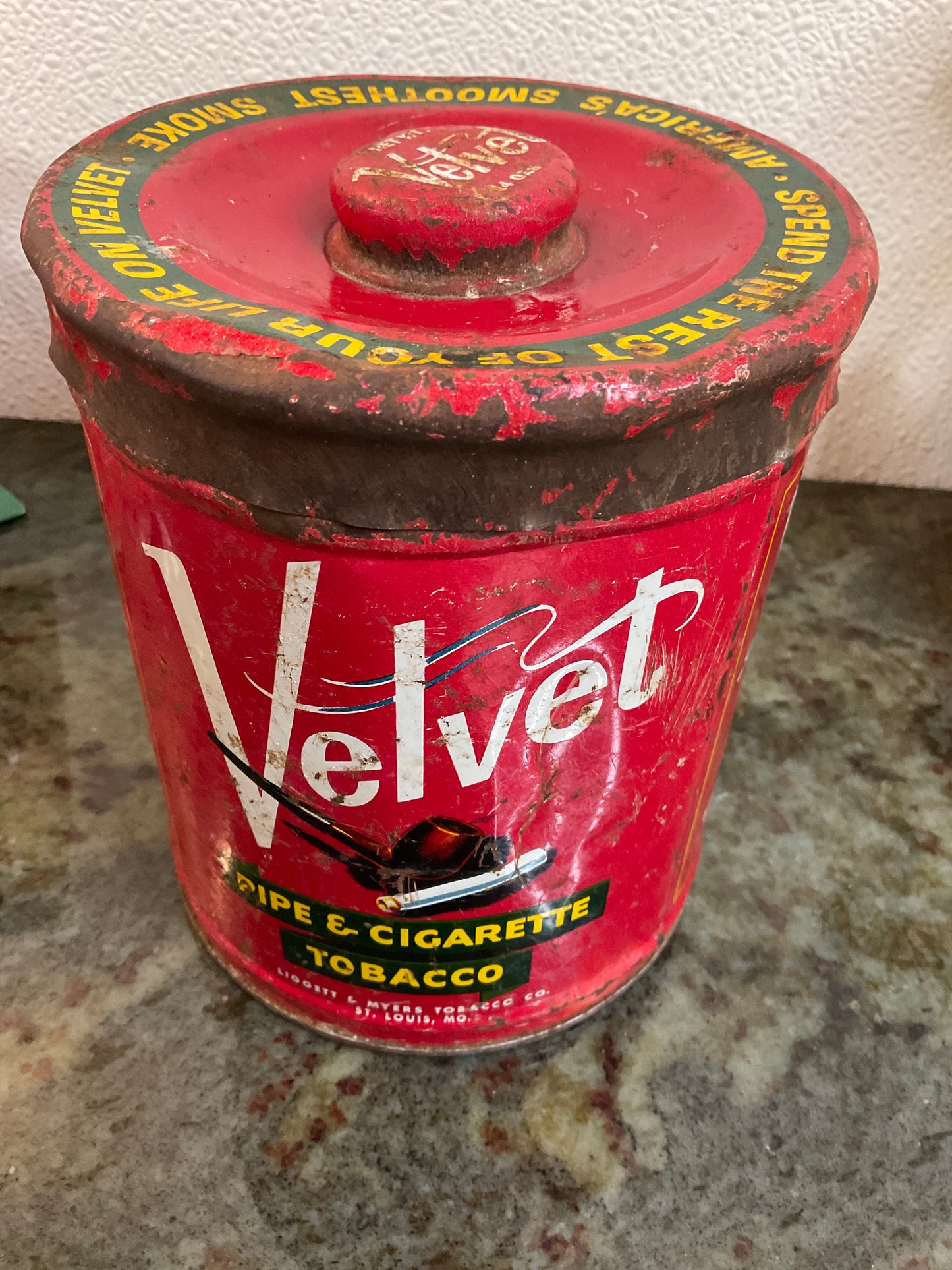 Vintage Velvet Pip & Cigarette Tobacco Tin