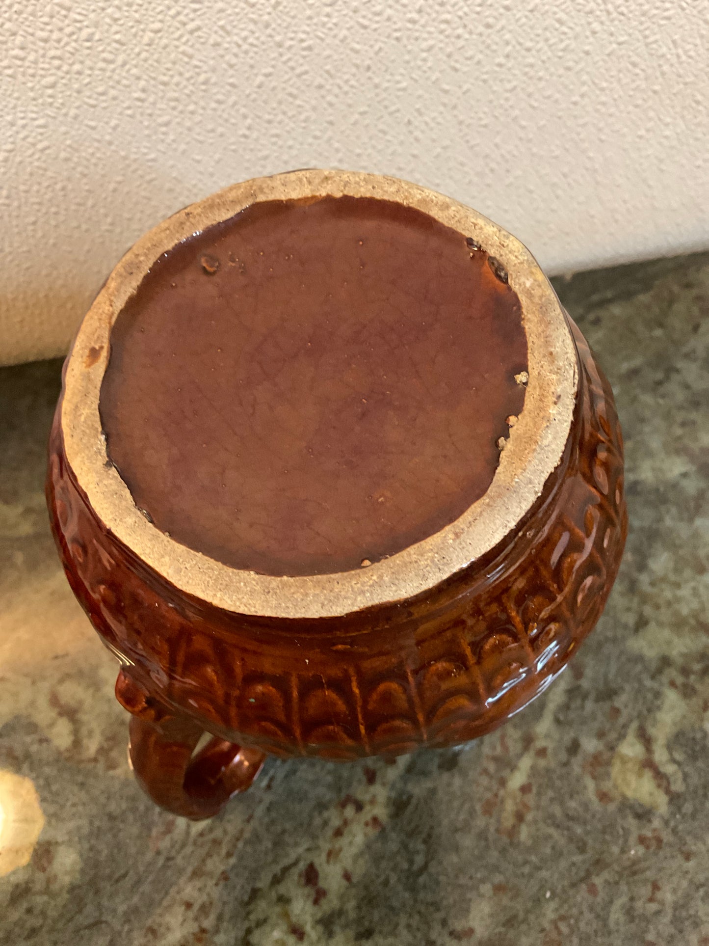 Brown Salt Glazed Stoneware Pitcher