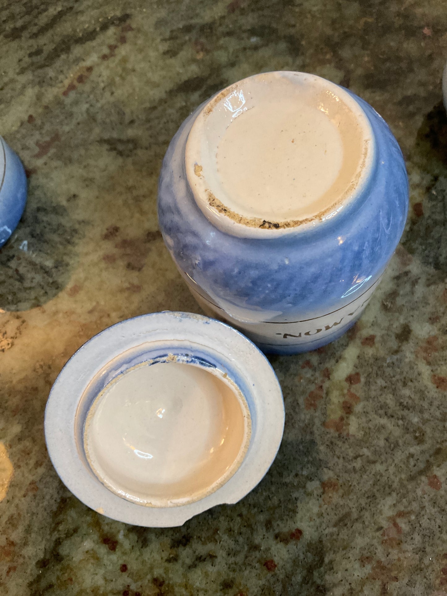 5 Piece Diffused Blue Stoneware Spice Jar Set