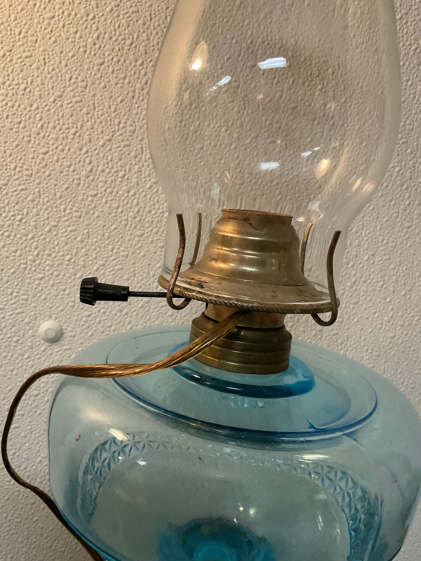 ‘Electric’ Oil Lamp Blue Glass