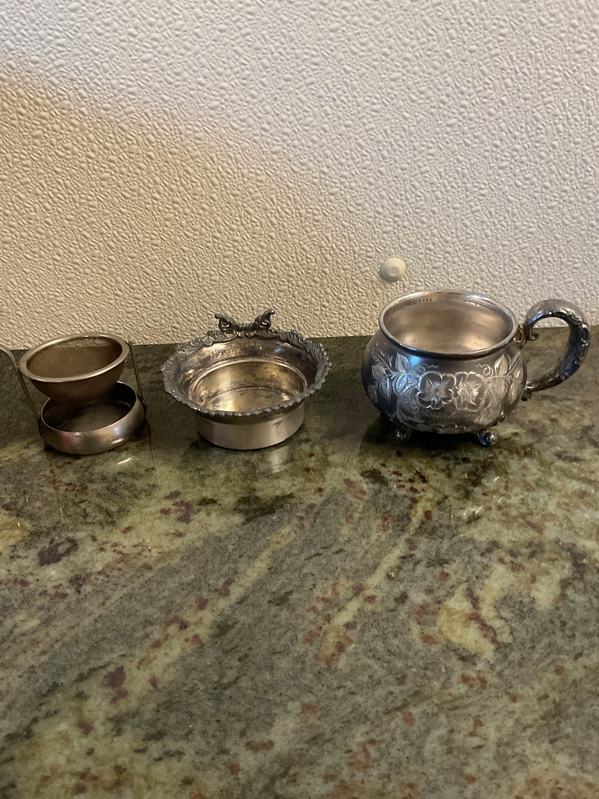 Antique Victorian Silver Plated Tea Strainer And Drip Cup