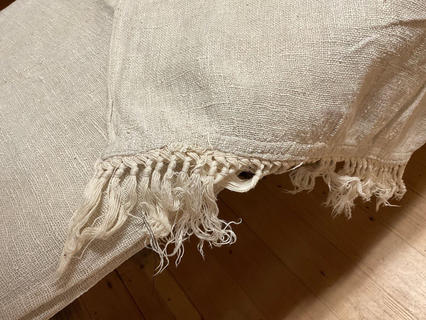 Beige Table Runner w/Fringe 76” x 16”