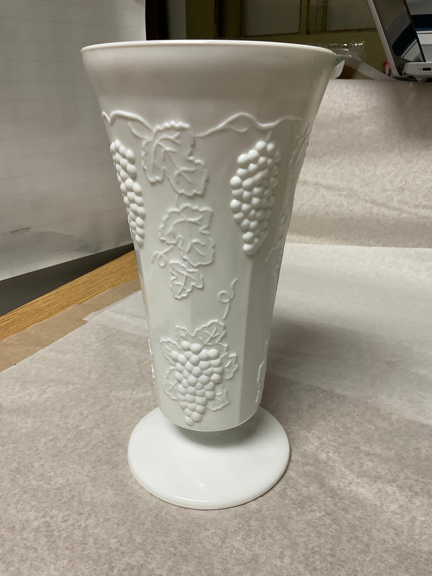 Large White Glass Vase