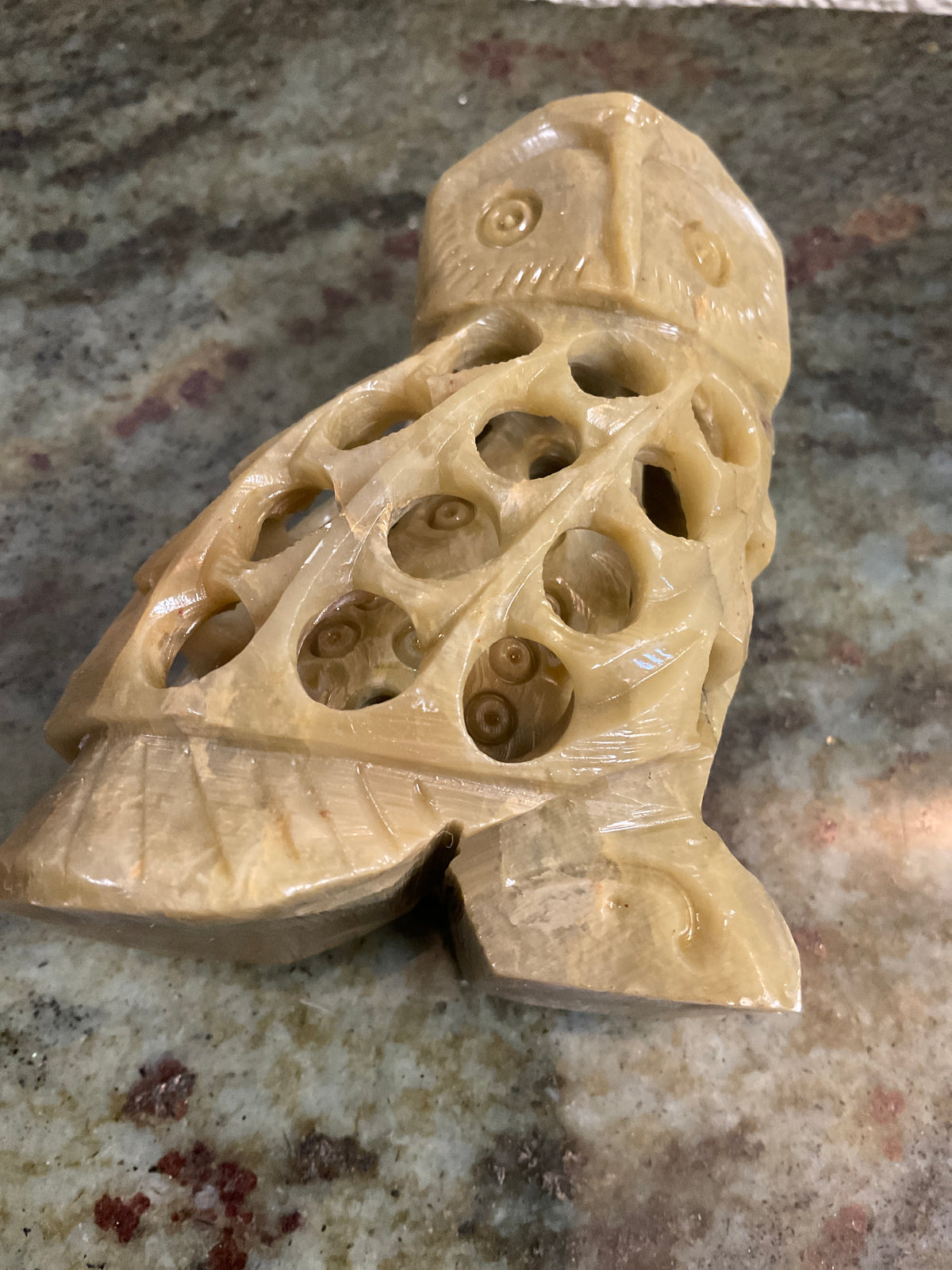 Soapstone Carved Owl inside another Owl