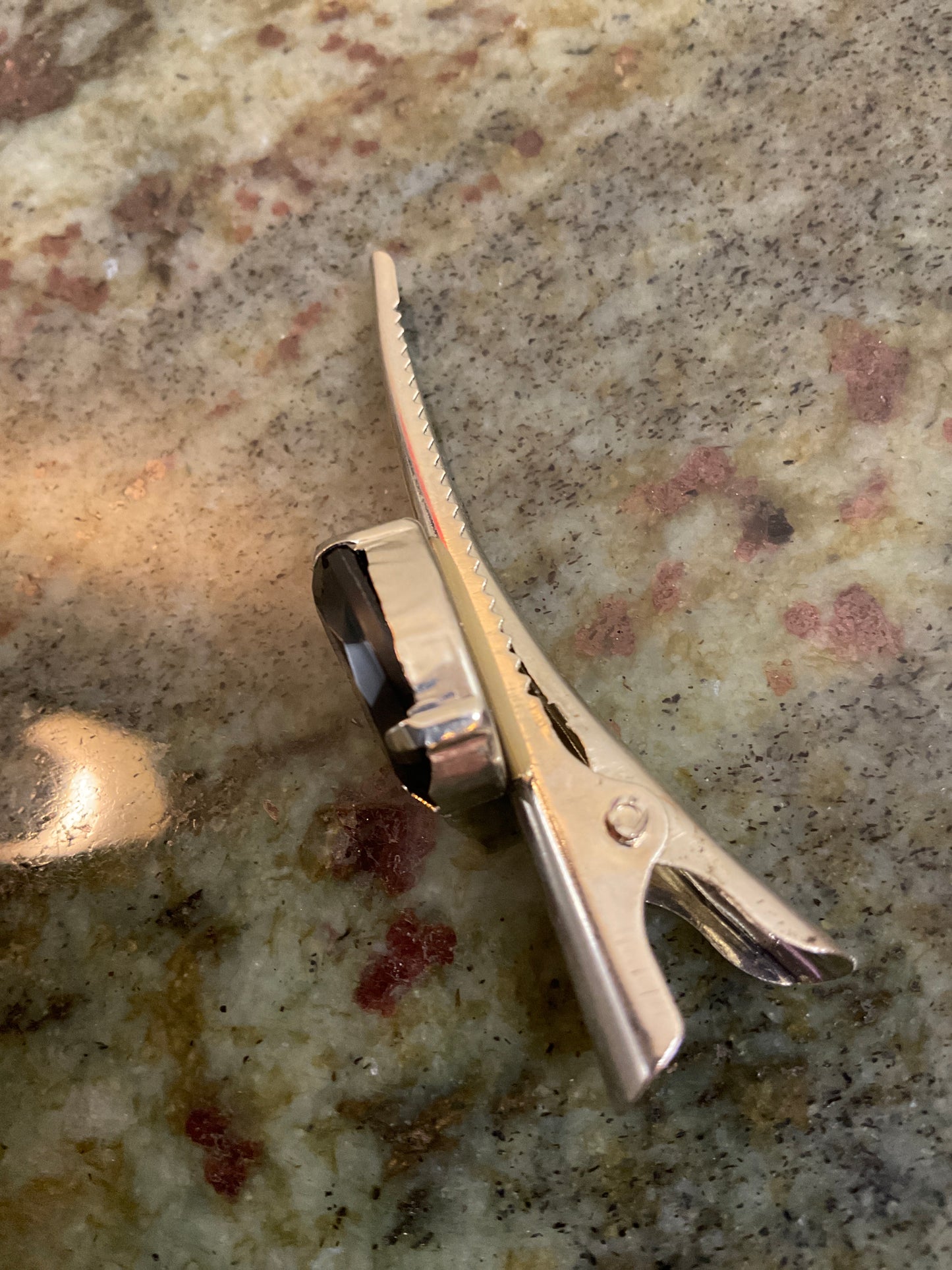 Black Gemstone On Metal Hairclip