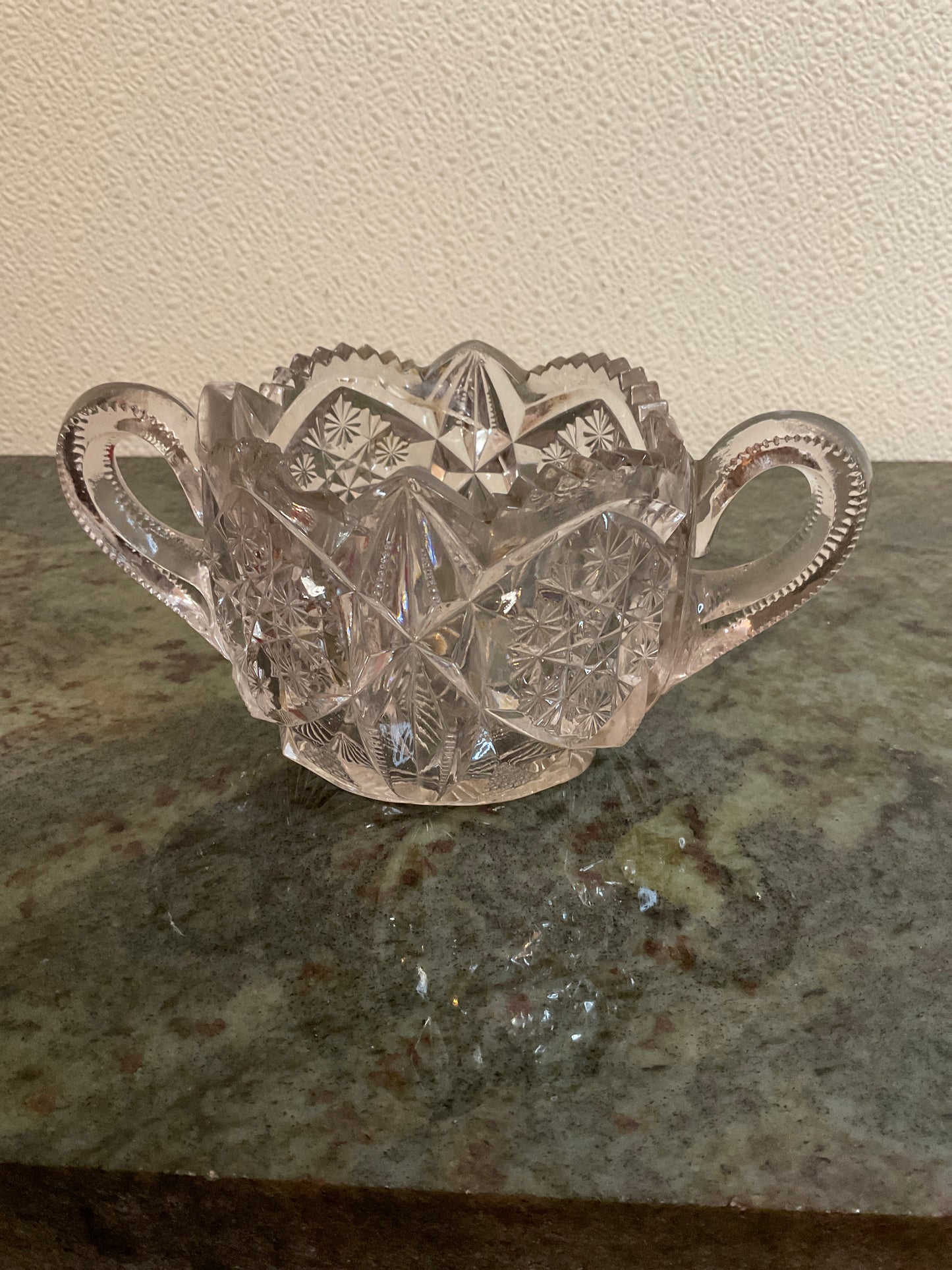 Vintage Cut Glass Open Sugar Bowl