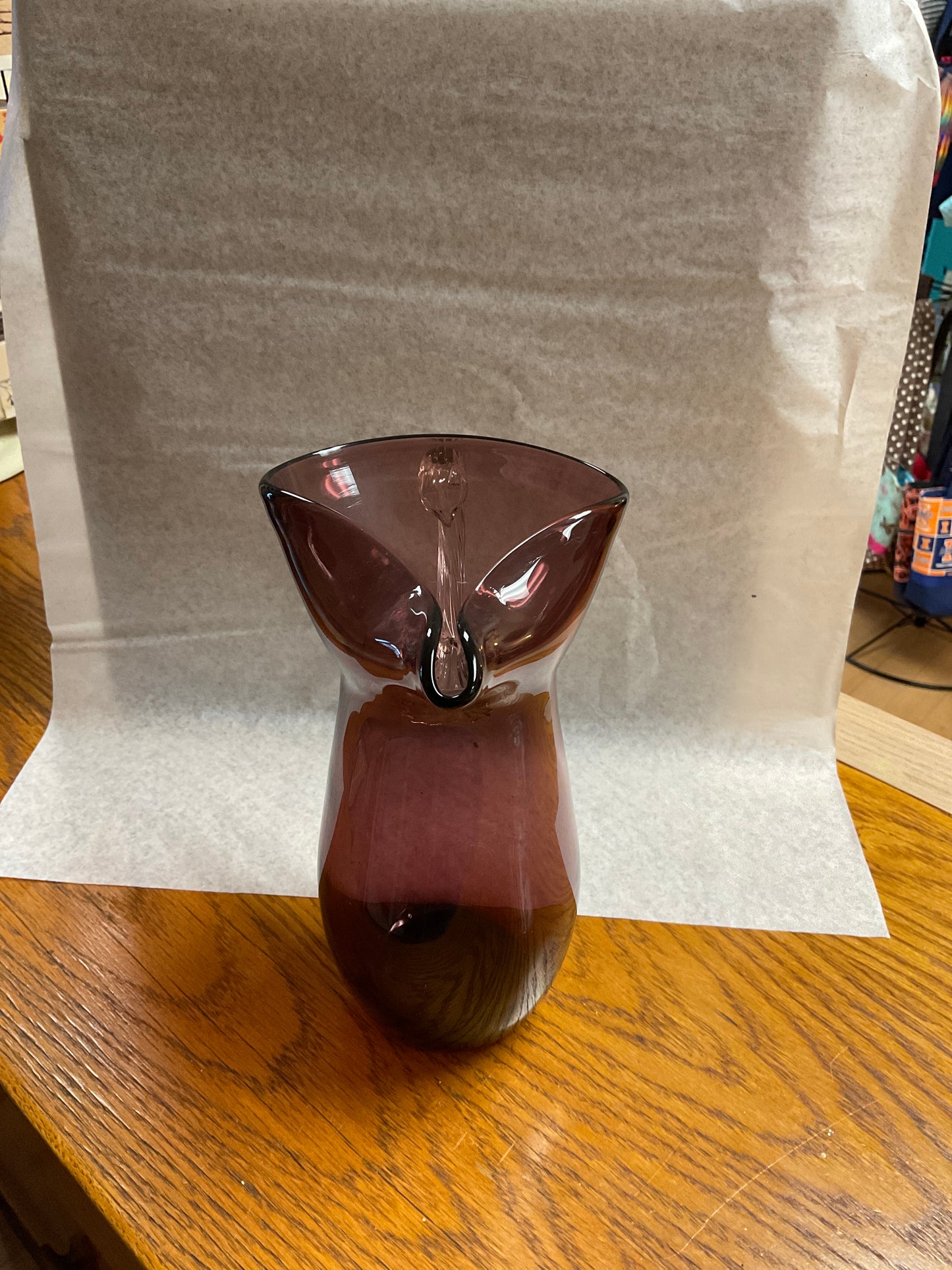 Vintage Hand Blown Dark Purple Glass Pitcher