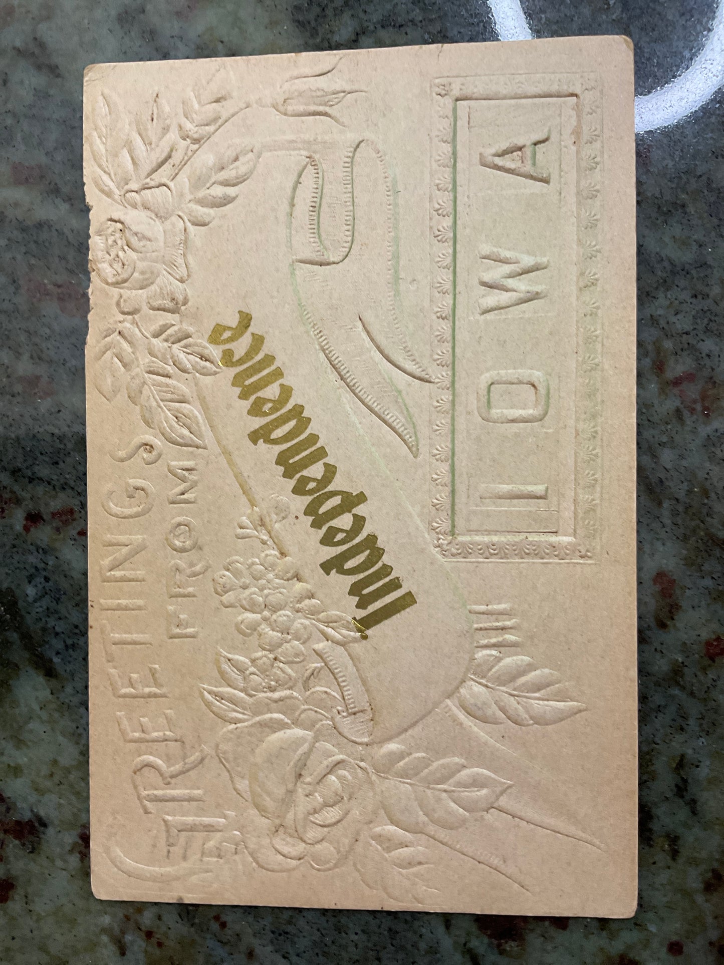 Embossed Post Card Independence IA 1909