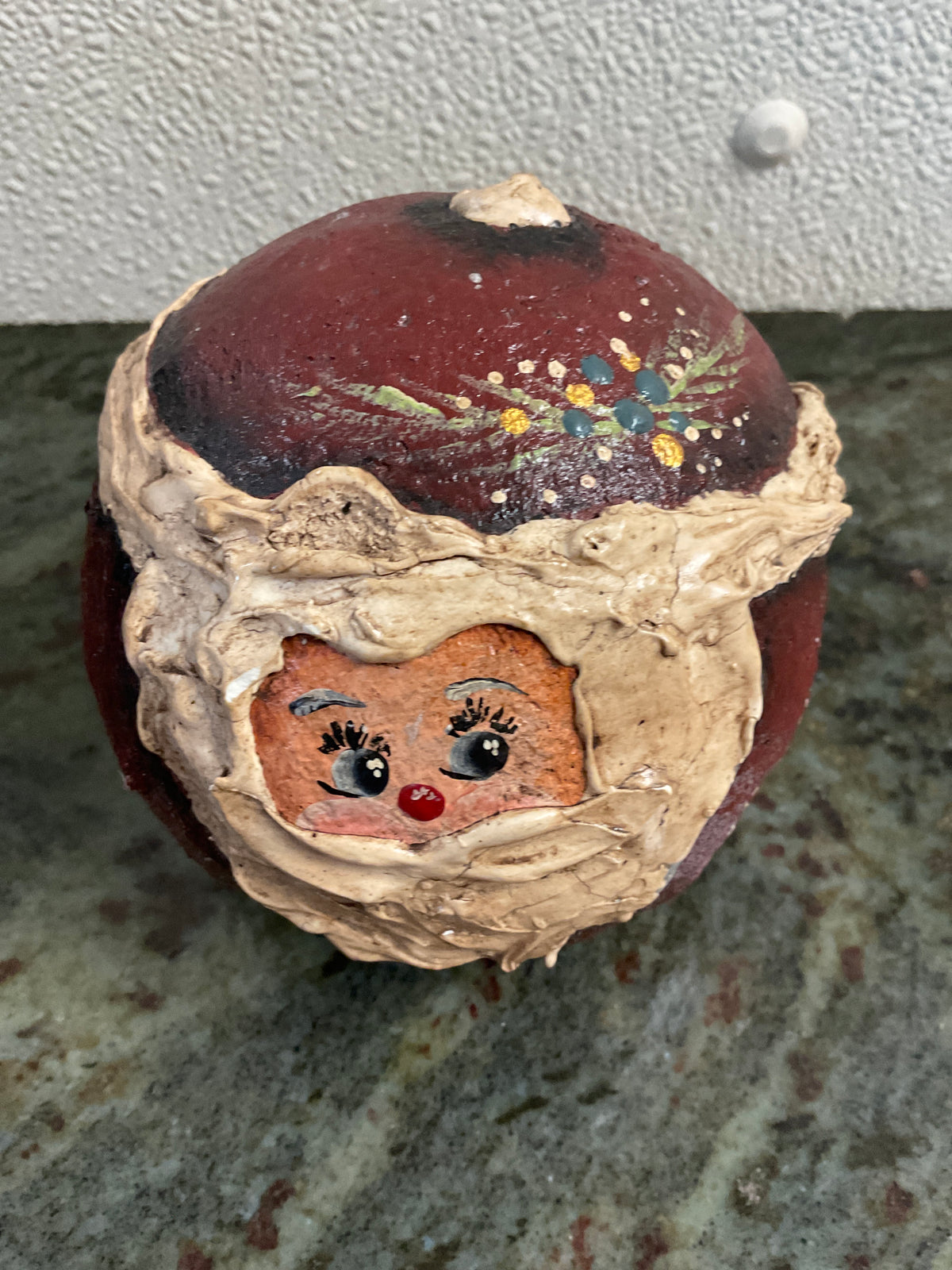 Hand Painted Folk Art Santa Claus Ornament