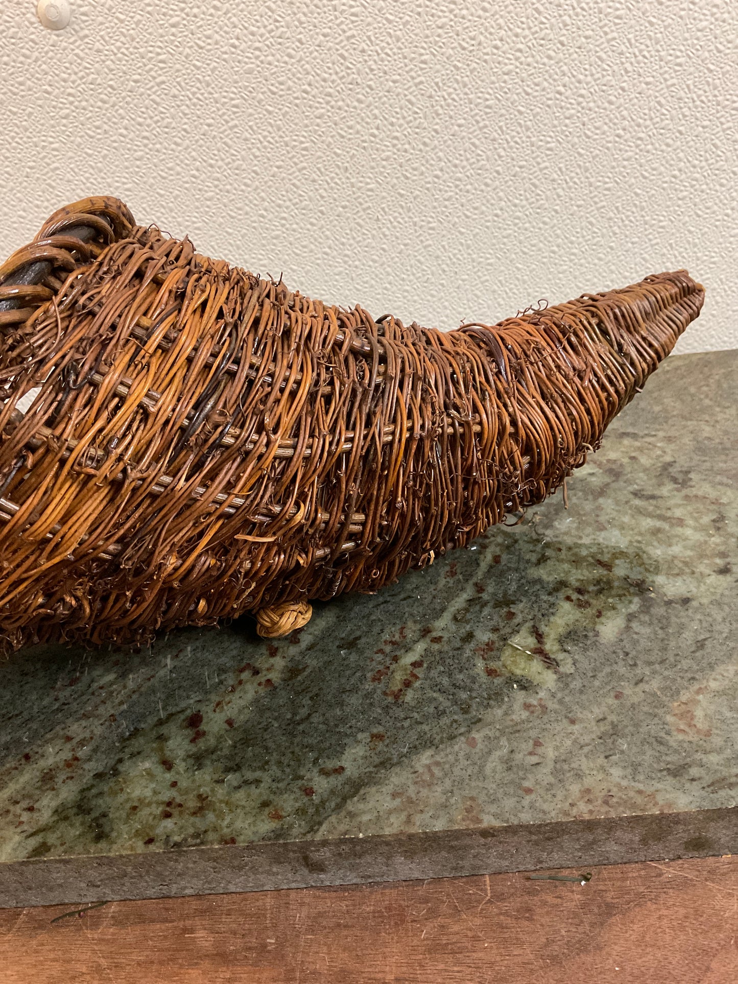 Wicker Twig Basket Horn Decoration