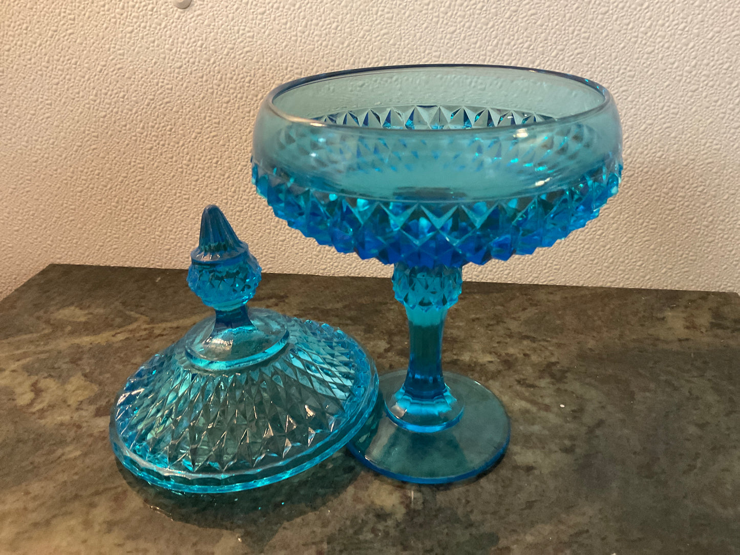 Indiana Glass Capri Diamond Pointed Pedestal Candy Dish