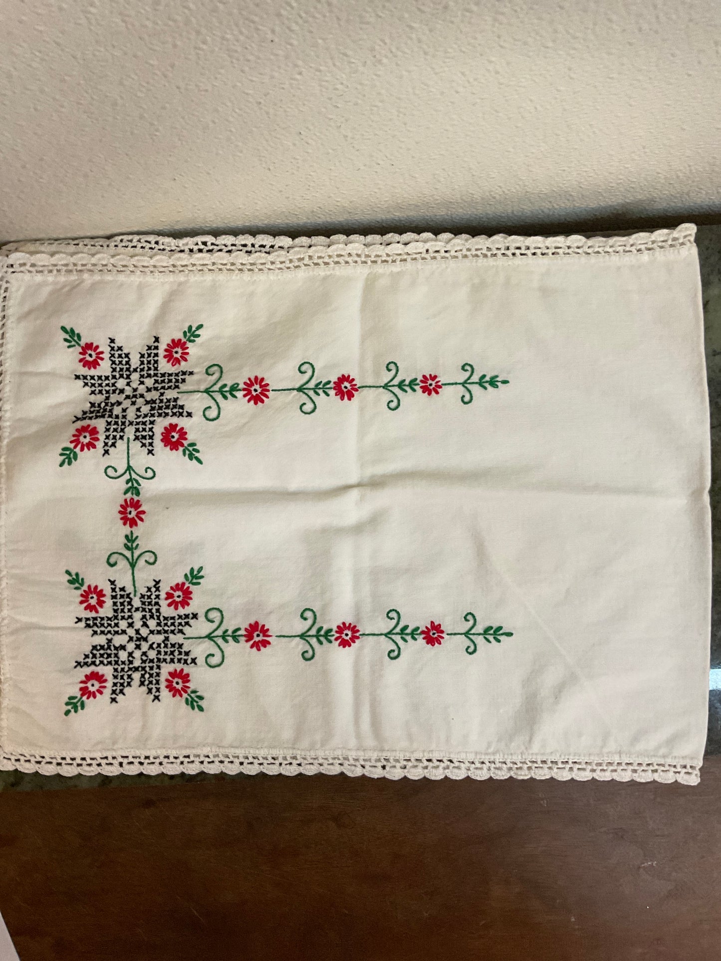 Hand Embroidered Linen Table Runner