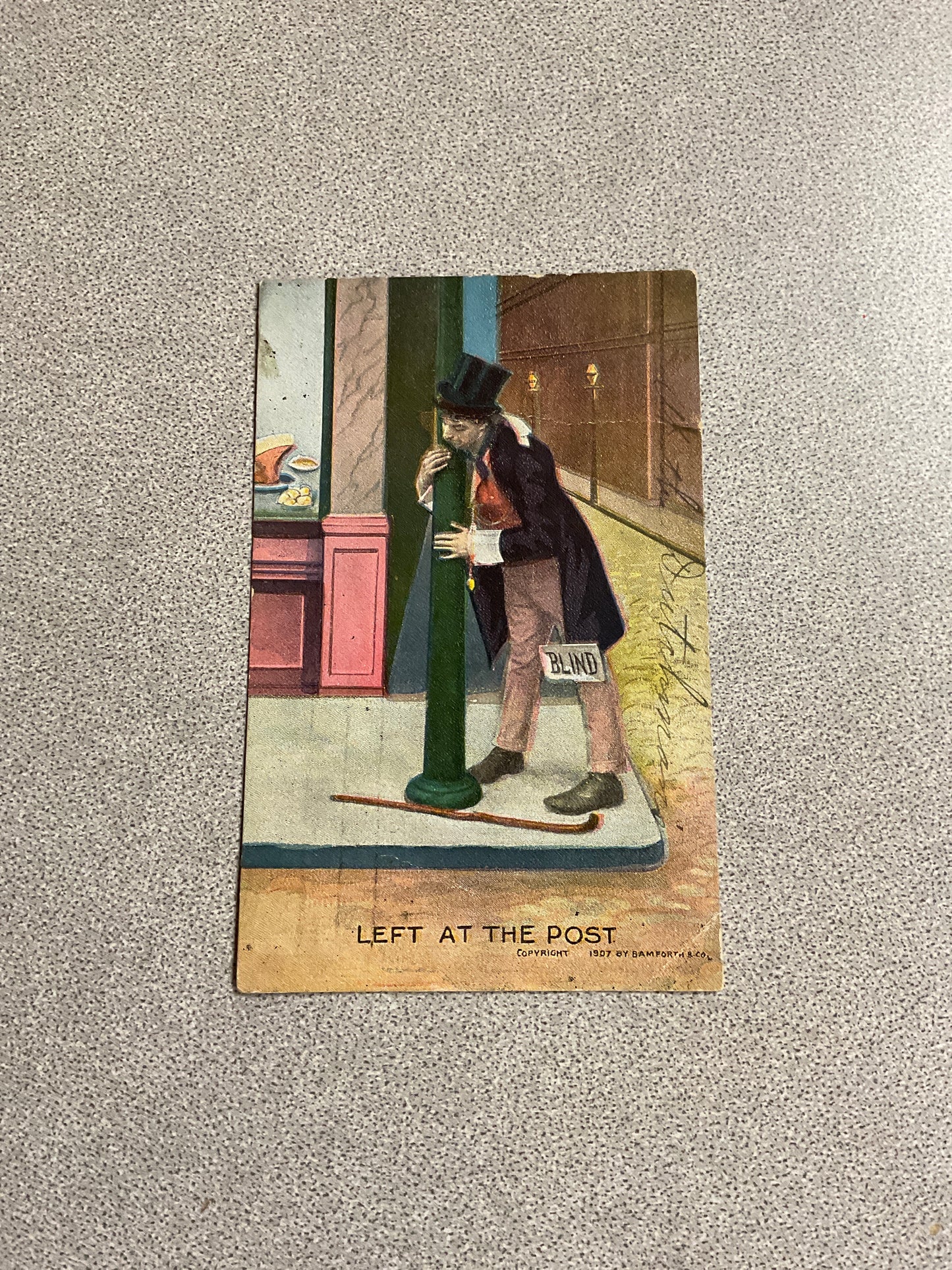 Vintage Postcard “Left At The Post “