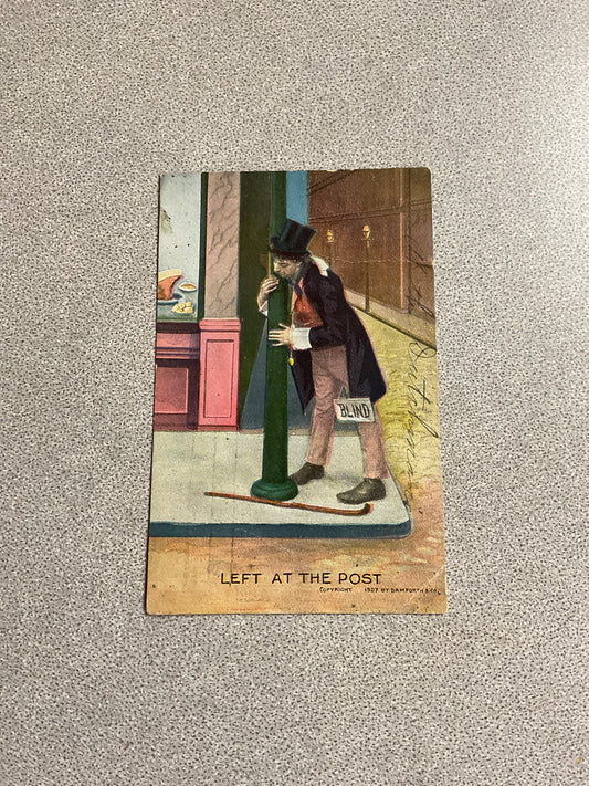 Vintage Postcard “Left At The Post “