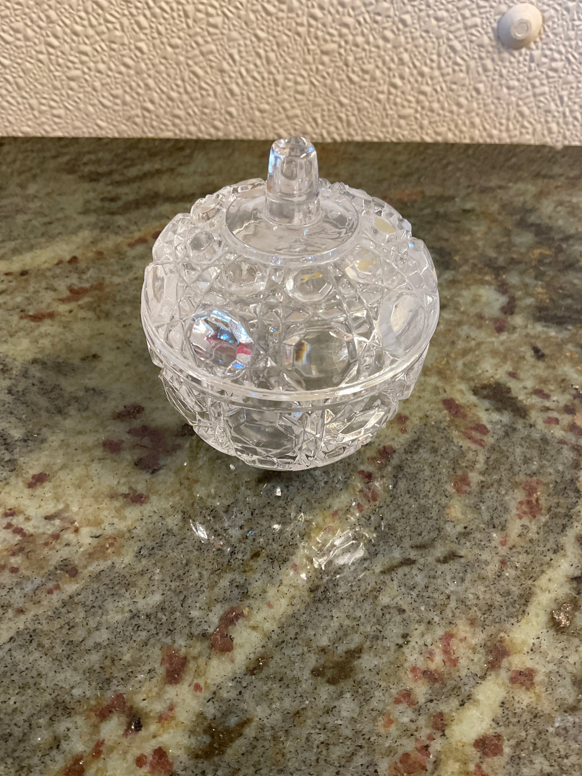 Vintage Crystal Apple Shaped Trinket Box