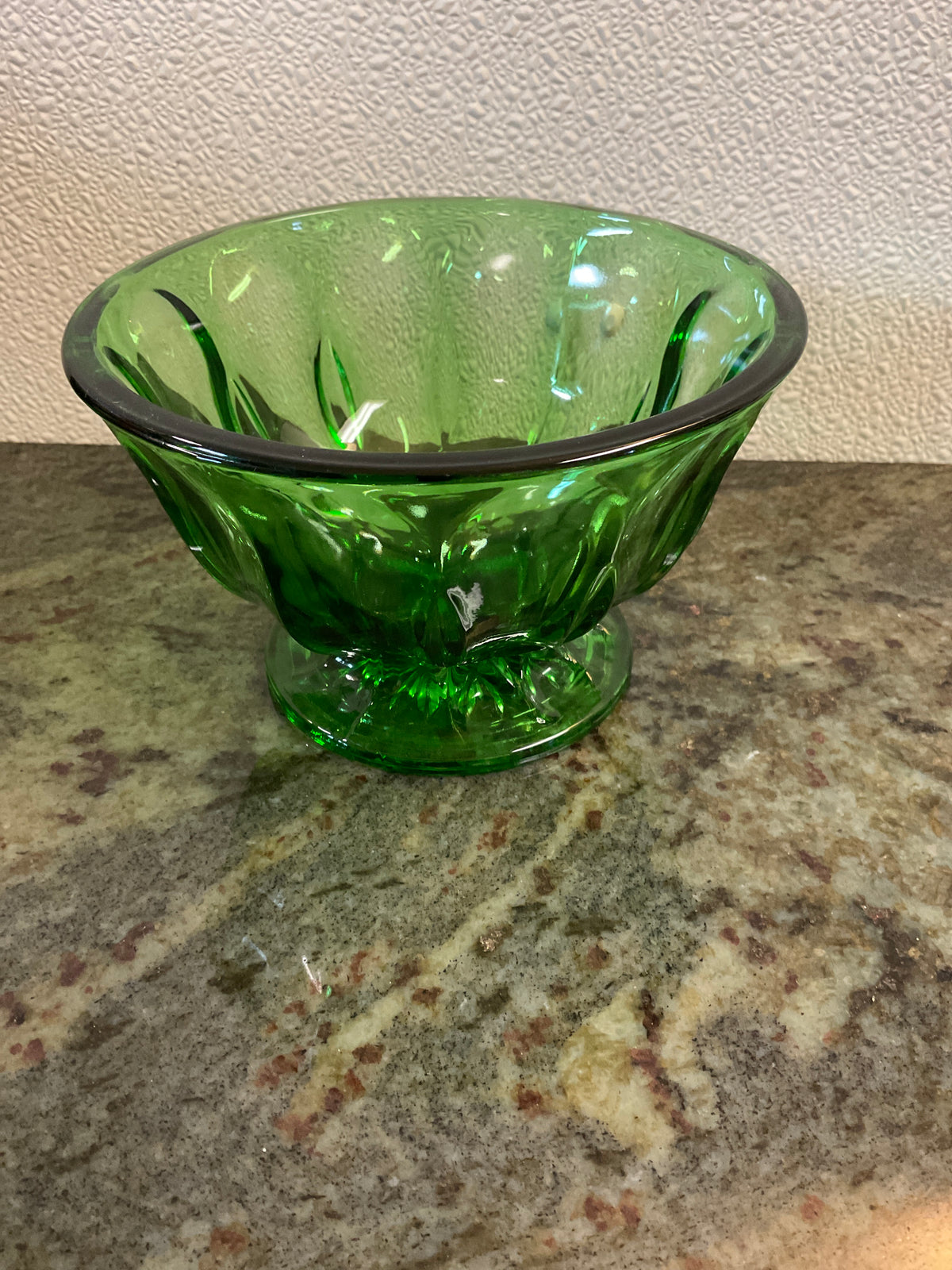 Vintage Green Anchor Hocking Footed Glass Bowl