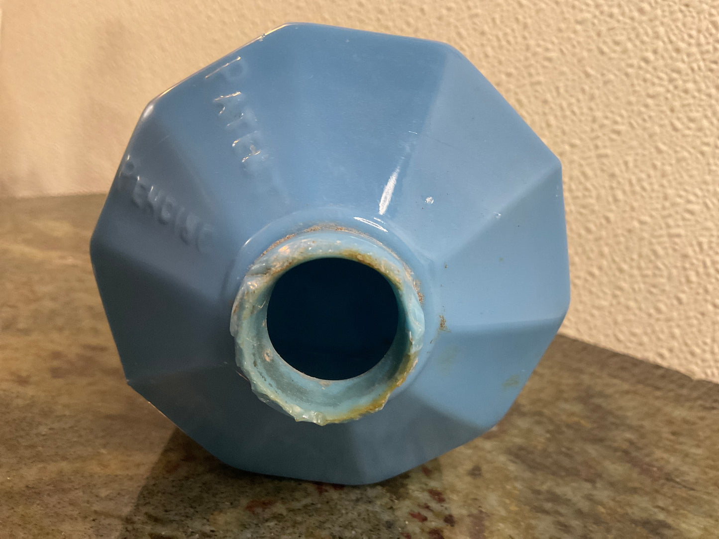 Vtg D&S Lightening Rod Blue Milk Glass Ball