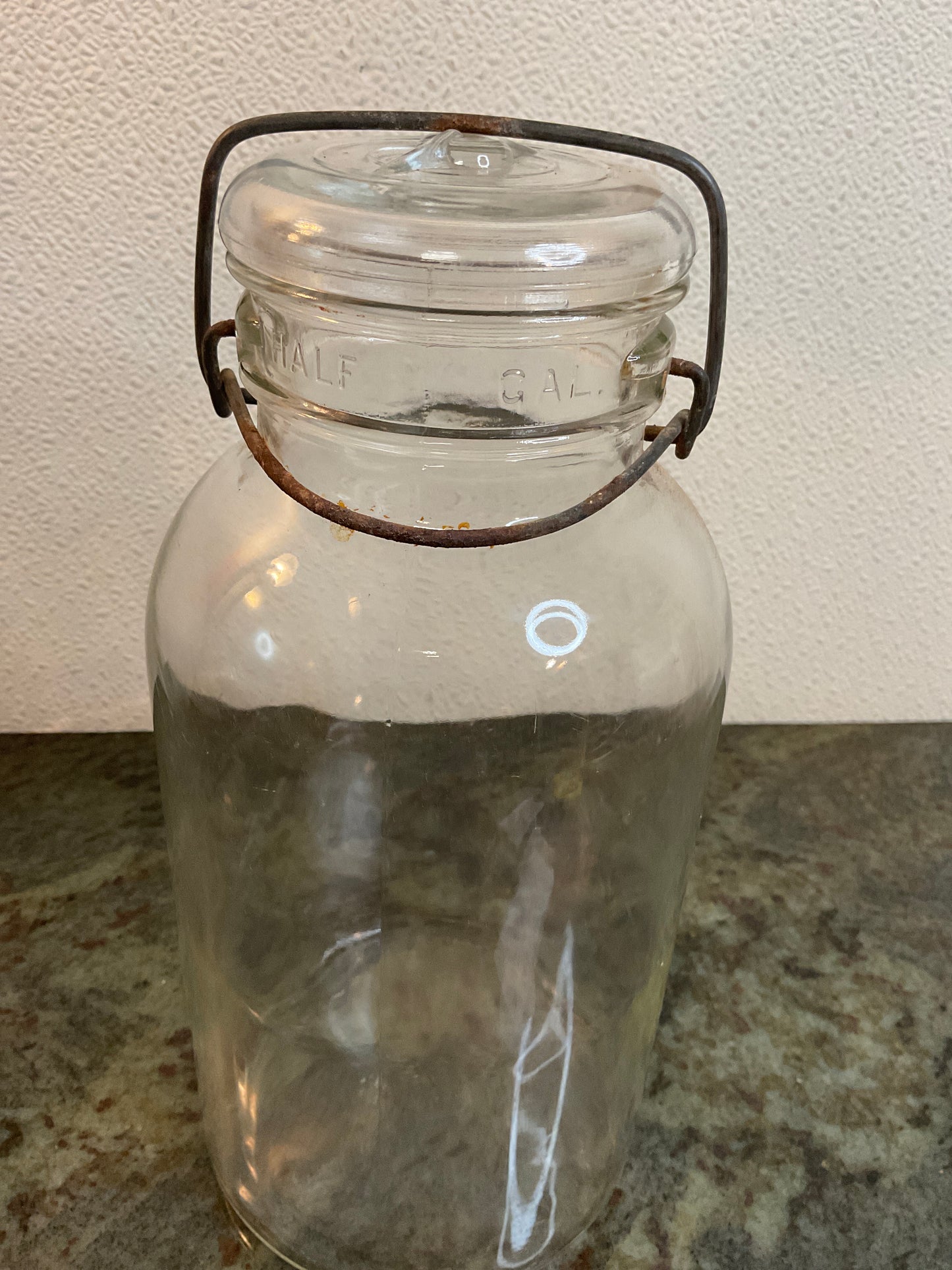 Half Gallon #5851 Atlas Hazel Glass Jar/ Glass Lid