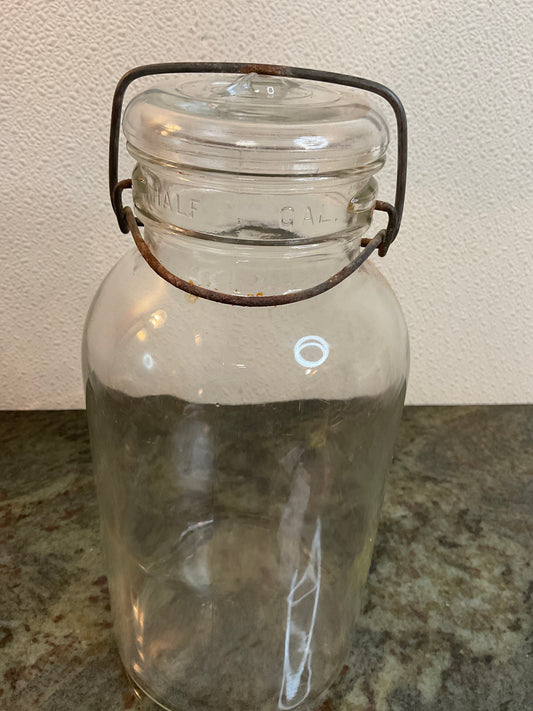 Half Gallon #5851 Atlas Hazel Glass Jar/ Glass Lid